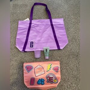 Clinique bundle-Includes a tote, make-up bag, and two sample sized items.